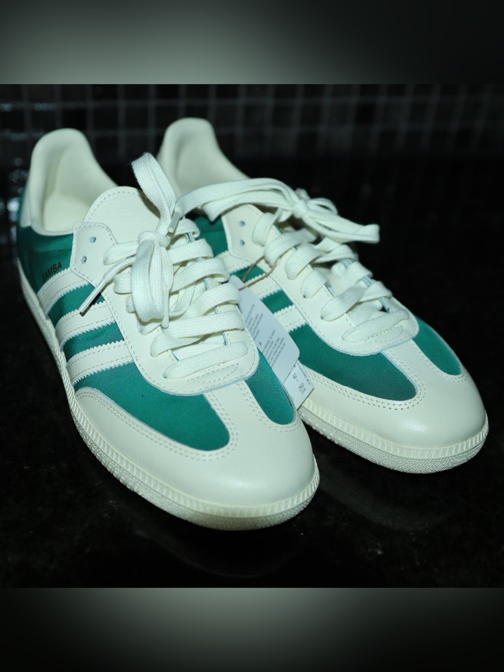 adidas Samba Shoes in White and Teal Green